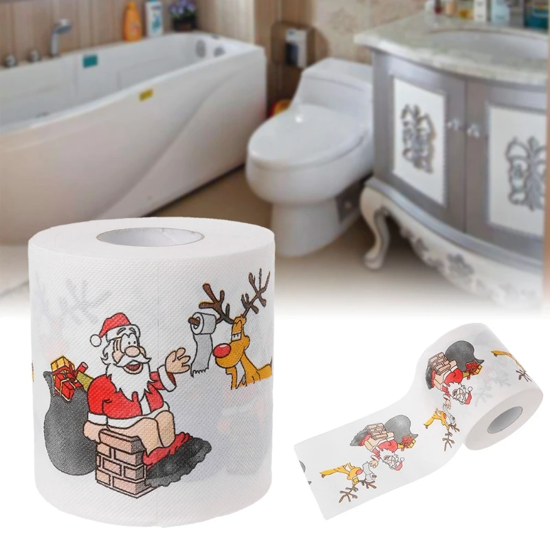 2 Layers Christmas Santa Claus Deer Toilet Roll Paper Tissue Living Room Decor Toilet Tissue Gift 3