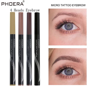 

PHOERA European Style 4 Fork Tip Eyebrow Tattoo Pencil Microblading Long Lasting Eyebrow Pen Fine Sketch Eye Brow Makeup TSLM2