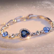 The New Listing Classic Ocean Heart Crystal Silver Fashion Bracelets Korean Jewelry Women’s Gift Wholesale