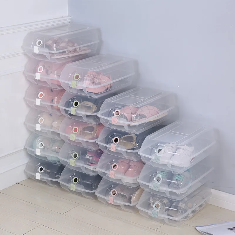 

Multifunctional Storage box Thicken Transparent Plastic Stackable Storage Case Sundries Container Home Use Shoebox