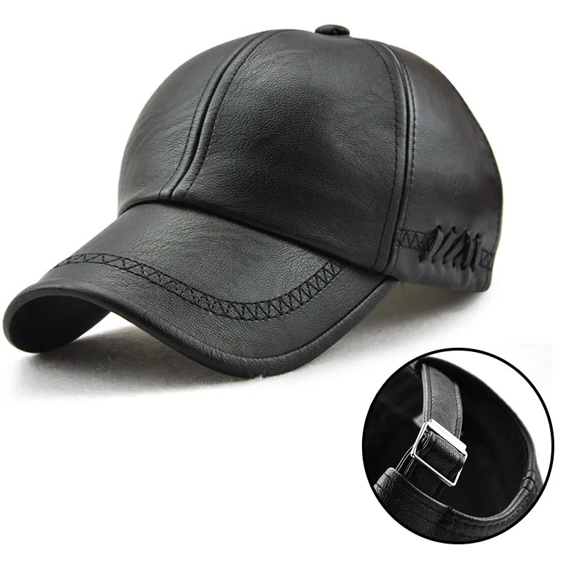 

Men PU Baseball Cap Adjustable Leather Military Caps Outdoor Sports Tactical Hats Hip Hop Male Hat Autumn Casual Solid Color Cap