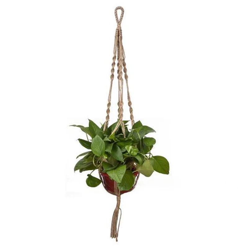 

75cm Handcrafted Braided Macrame Jute Hanging Rope Flower Pot Holder Plant Hange