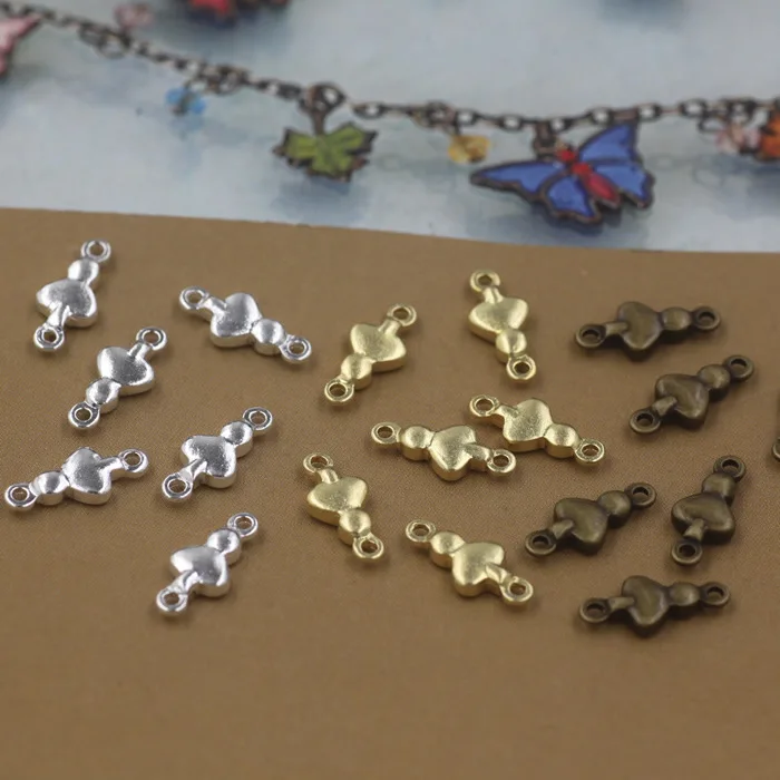 

200pcs Copper Antique Bronze/Silver DIY 2 holes Charms 3D Filigree Handmade pendant Embossing Connecting parts