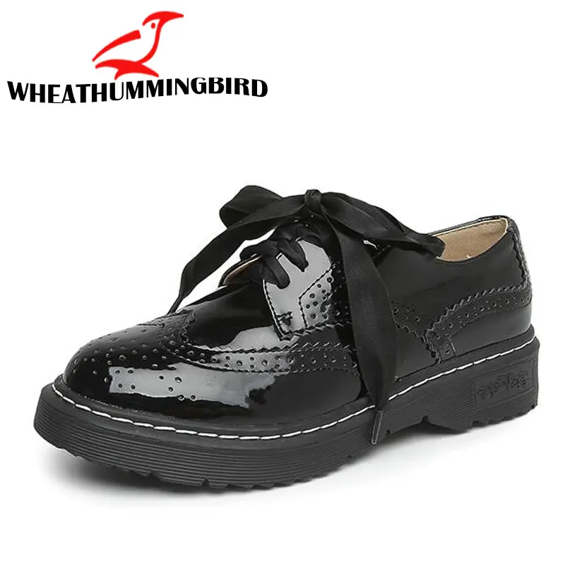 

2018 brand new fashion spring/autumn women Bullock shoes lady casual retro riband student leather shoes big size 34-43 QB-02
