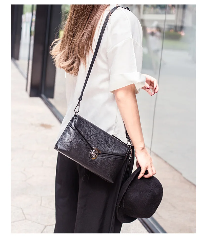 MJ Brand Women Handbag Fashion Genuine Leather Envelope Day Clutch Female Flap Messenger Bag Small Buckle Crossbody Shoulder Bag (10)