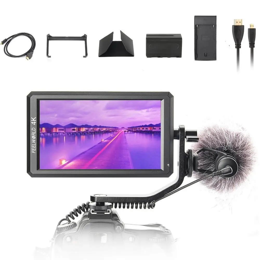 

Feelworld F6 5.7" IPS 4K HDMI Monitor for Canon Nikon Sony Fujifilm Gimbal + Battery it Can Power for DSLR or Mirrorless Camera