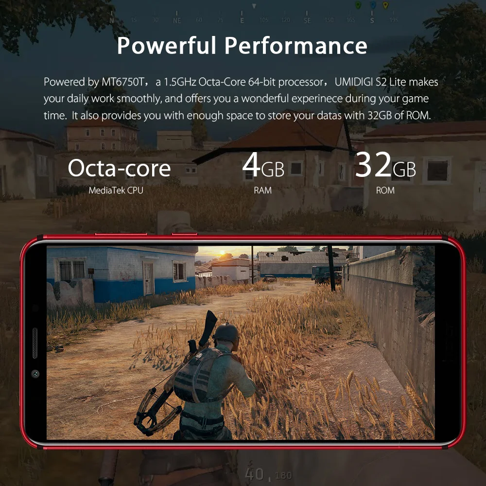 UMIDIGI S2 Lite Full Screen 18:9 Smartphone Android 7.0 Face ID 5100mAh cellphone 4GB 32GB 16MP+5MP Dual Cameras 4G Mobile Phone