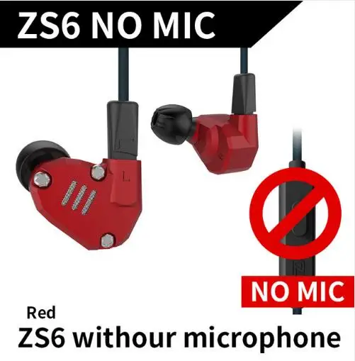 KZ ZS6 2DD+ 2BA Гибридный в ухо наушник Monito Запуск Спорт bluetooth наушники Металлические Наушники Hi-Fi DJ гарнитура вкладыши - Цвет: ZS6Rednomic