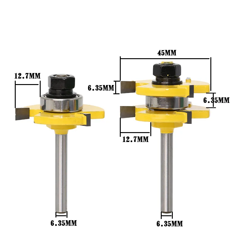 2 pc6.35mm хвостовик высокого качества концевых фрез в сборе для создания выпуклой филенки 3/4 Stock дереворежущий инструмент-RCT15215