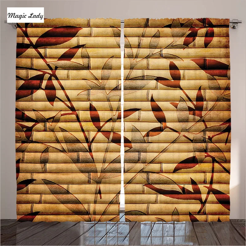 Chinese Style Curtains Living Room Bedroom Decorative Bamboo Stems Leaf ...