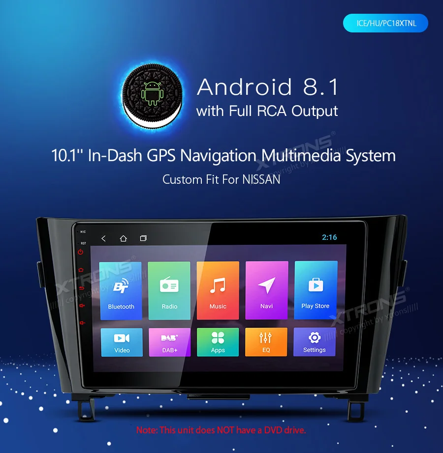 Clearance XTRONS 10.1" Android 8.1 16GB ROM car Multimedia System GPS Navigation RCA for Nissan X-Trial Rogue Qashqai 2014-2018 NO DVD 0