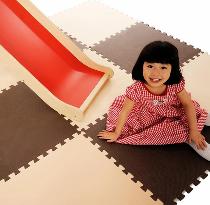 

12pcs 60x60*1.2cm Anti-slip Children crawling EVA mat in beige coffee color