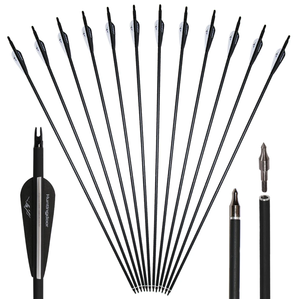 

12pcs 2016 New Carbon Arrows Archery Arrow For Shooting and Hunting Bow TPU Feather 31 Inch Shaft Replaceable arrowheads