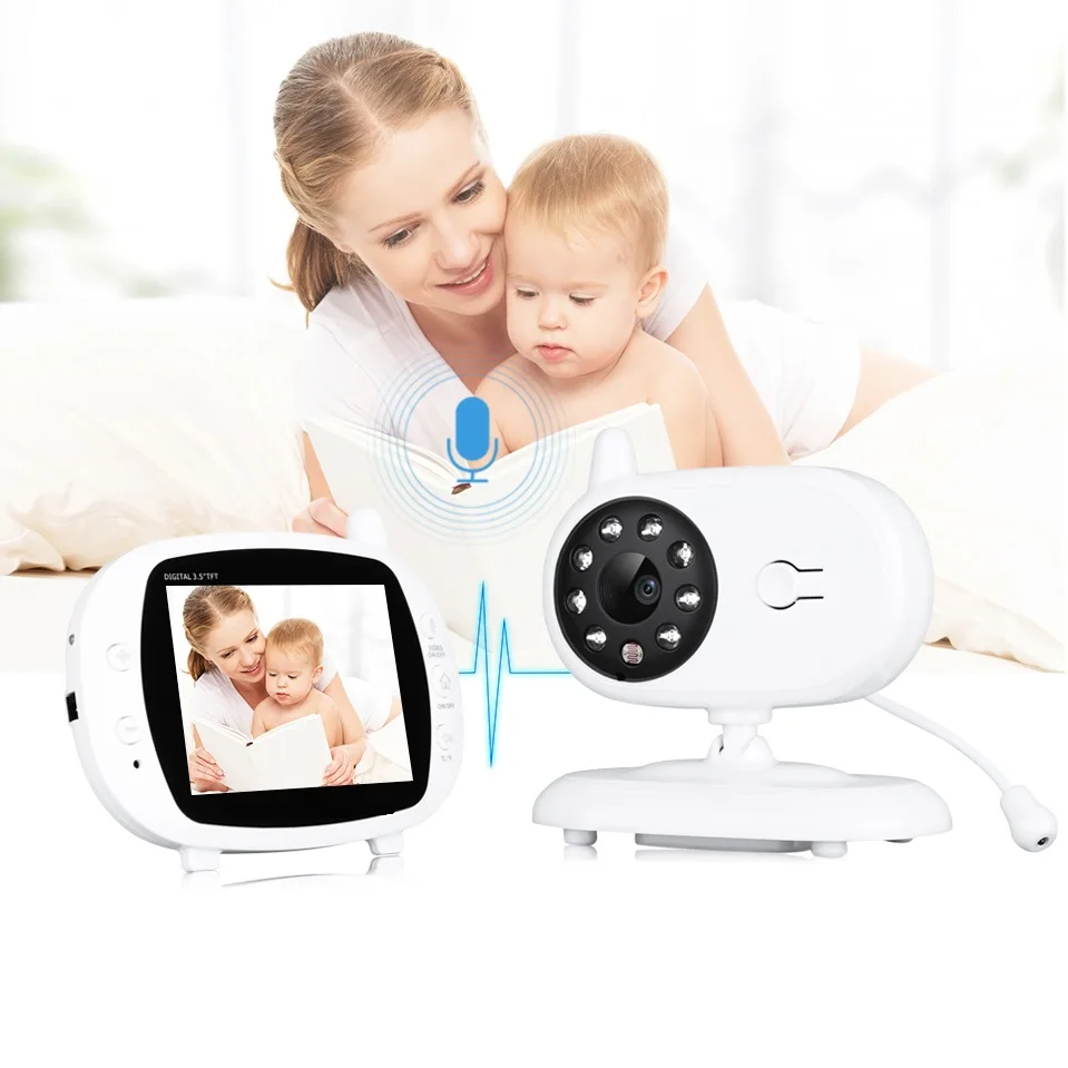 

babykam video baby monitor wireless radio nanny 3.5''LCD IR Night Vision video intercom 4 Lullabies Temperature Sensor baby call