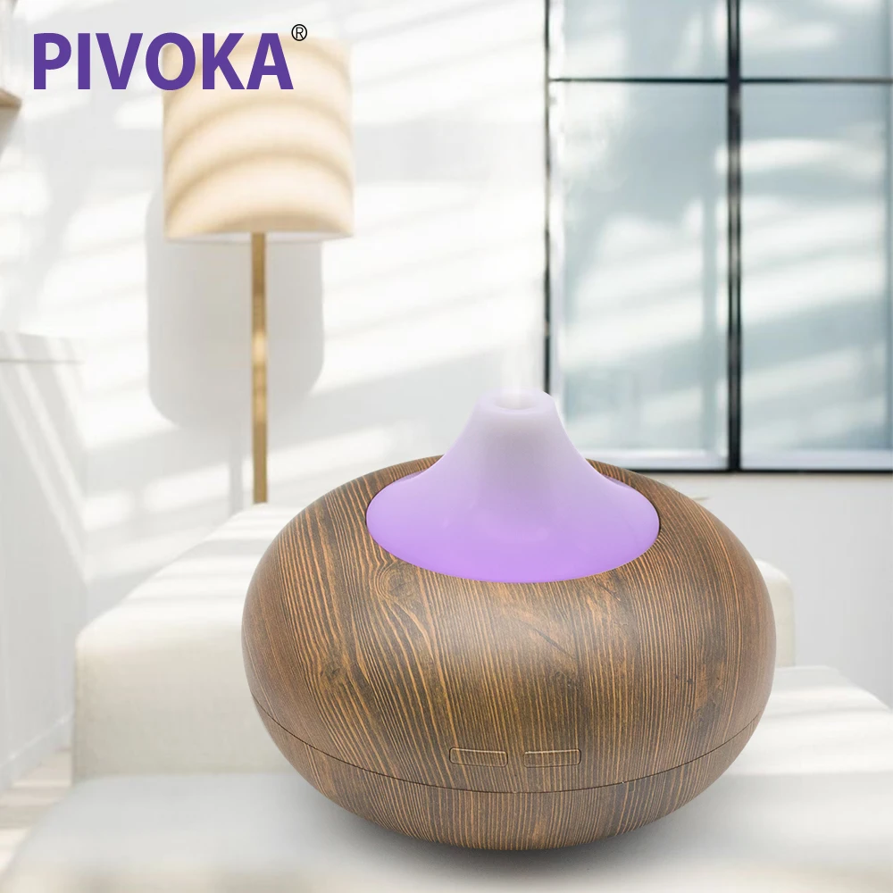 

PIVOKA 300ml Air Humidifier Wood Grain Aroma Diffuser Ultrasonic Essentiel Oil Cool Mist Maker Aromatherapy Humidificador 80003