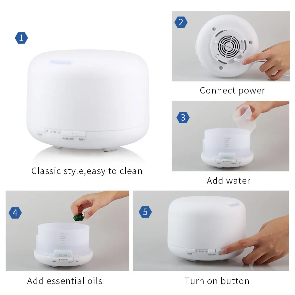 FUNHO 500ml Aroma Humidifier Essential Oil Diffuser Ultrasonic Air Aromatherapy Hmidificador 7 Colo