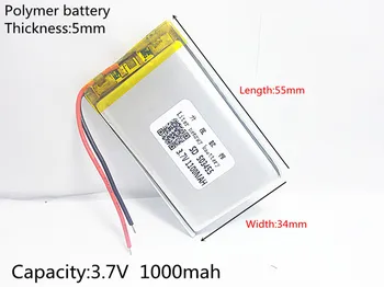 

3.7V 1000mAh 503455 Lithium Polymer Li-Po li ion Rechargeable Battery cells For Mp3 MP4 MP5 GPS