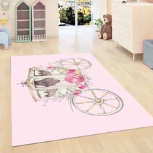 Else розовый винтажный Ретро конь автомобиль Цветочные Цветы для девочек 3d принт Нескользящая микрофибра для детской комнаты декоративный коврик