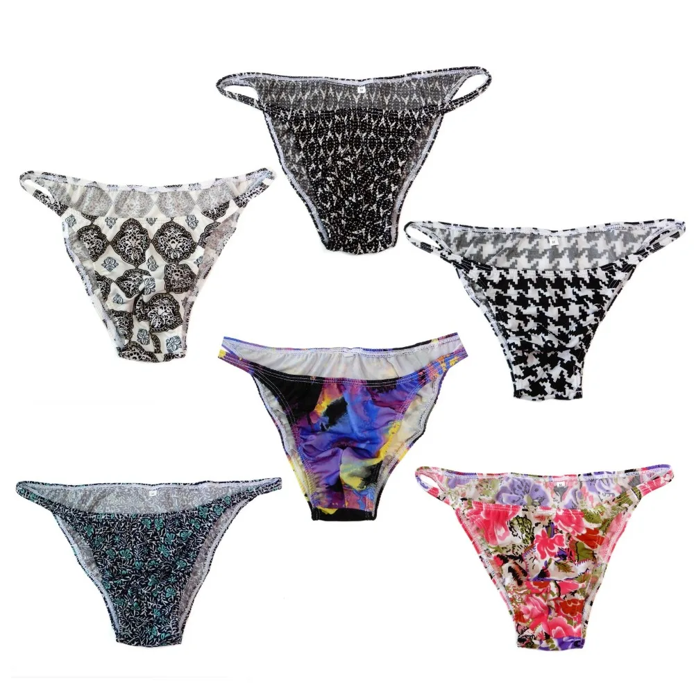 

G3774 Mens String Bikini Stripe polyester nylon Spandex Narrow Waist Prints More Options Swim fabric