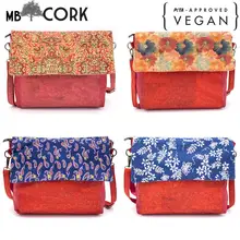 Сумка через плечо с узором из хлопка и пробки женская сумка ручной работы BAG49-05