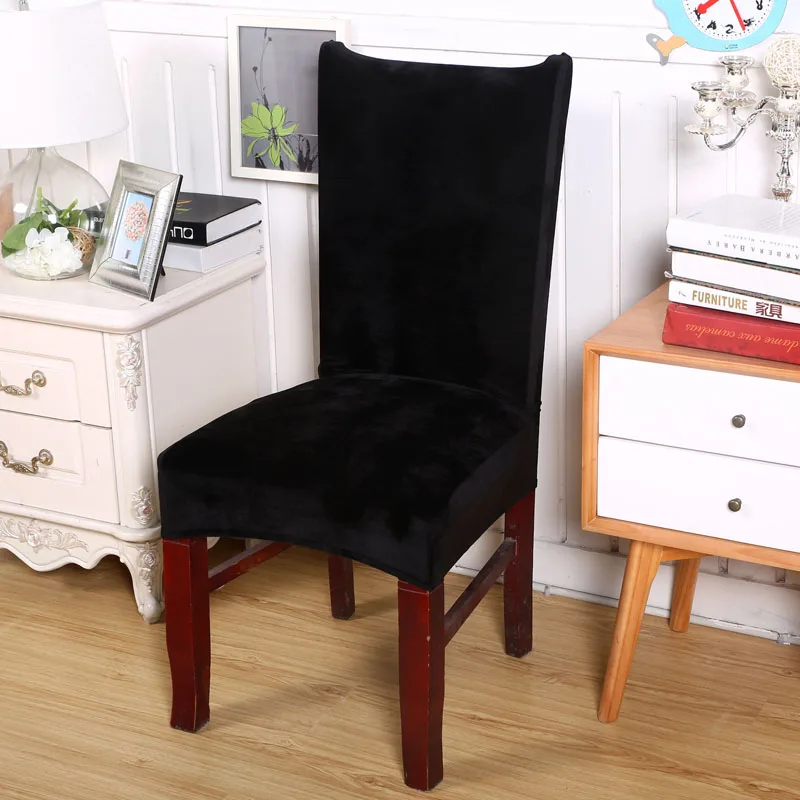 Новые удобные стойкие к морщинкам свадебные чехлы на стулья спандекс столовая офис для складных стульев капюшон съемный стрейч - Цвет: Fox velvet Black