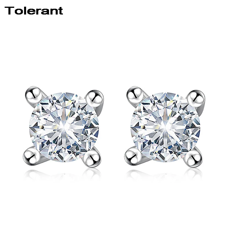 2018 New Round Shape Shining Stud Earrings 925 Silver Tiny Gift High Quality For Women Party ZES21648 | Украшения и аксессуары