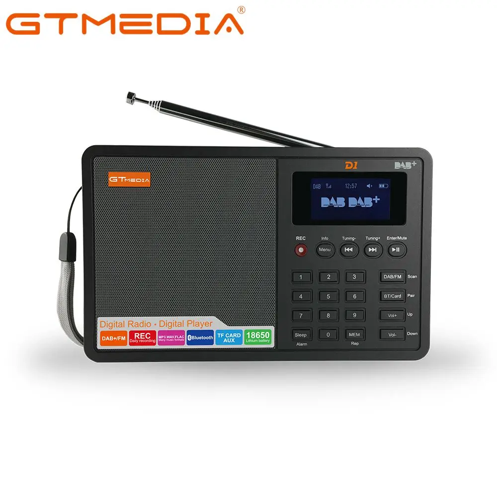 

GTMEDIA D1 Digital Radio FM stereo/ RDS Multi Band Radio with 1.8" LCD Display Alarm Clock 18650 Lithium Rechargeable Battey