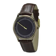 Часы медленного времени золотые стрелки коричневые-унисекс часы-мужские часы, женские часы