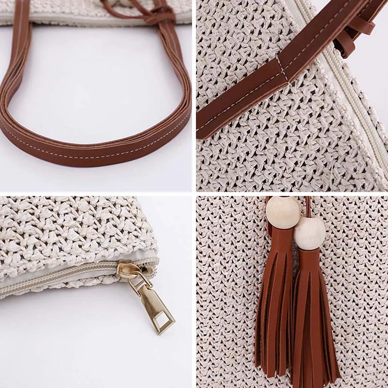 Femminile Delle Estate Nappa Bolsa Paglia Nuova Ss3233 Borsa Tessuto Del khaki deep light Donne Signora Modo Beige Spiaggia Spalla Popolare Brown Brown Grande Viaggio Di Sacchetto Della Ins 0vfqdvw