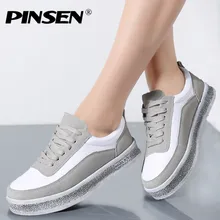 PINSEN/ осенние кроссовки; женская повседневная обувь; замшевые туфли на плоской подошве со шнуровкой; женские оксфорды на толстой подошве; водонепроницаемые Мокасины
