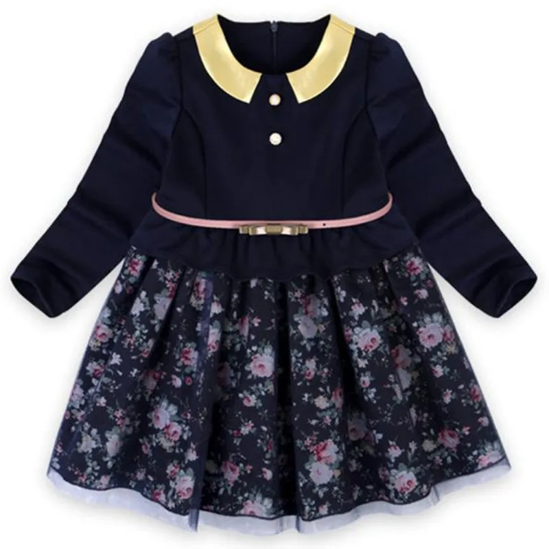 Children Princess Flowers Fake 2pcs Patchwork Dress Dress 6