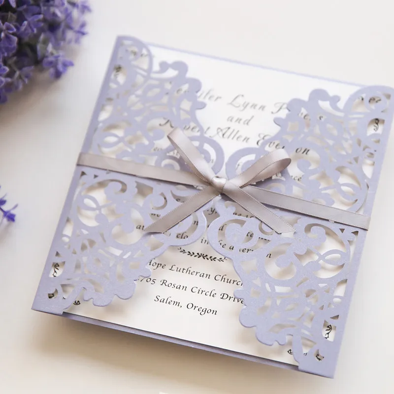 lavender-laser-cut-wedding-invitations-with-grey-ribbon-bows-EWWS124-2