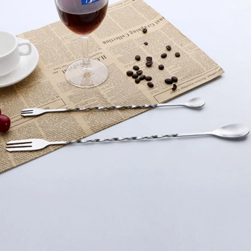 Stainless Steel Mixing Cocktail Spoon Stir Spoon Swizzle Stick Coffee Cocktail Mojito Wine