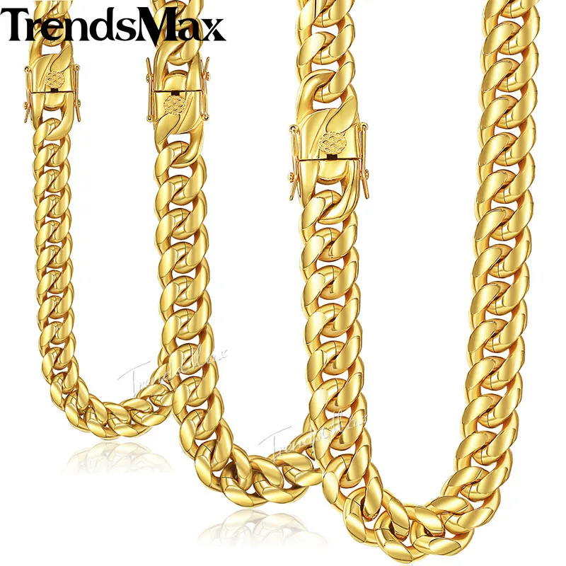 Trendsmax Miami Снаряженная кубинская Мужская цепочка из нержавеющей стали 316L в стиле