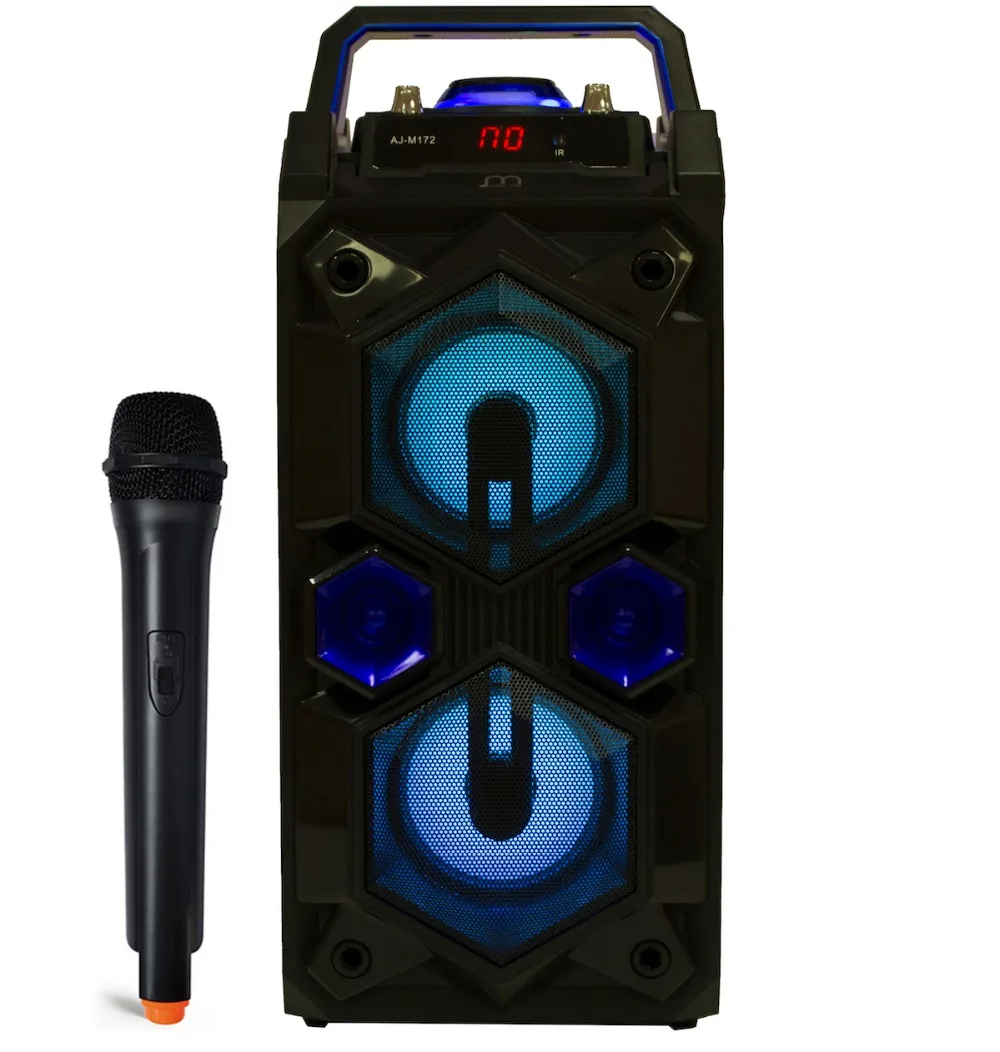 

Karaoke Speaker with Wireless Bluetooth Microphone Portable FM Radio USB TF Card Rechargeable with Remote
