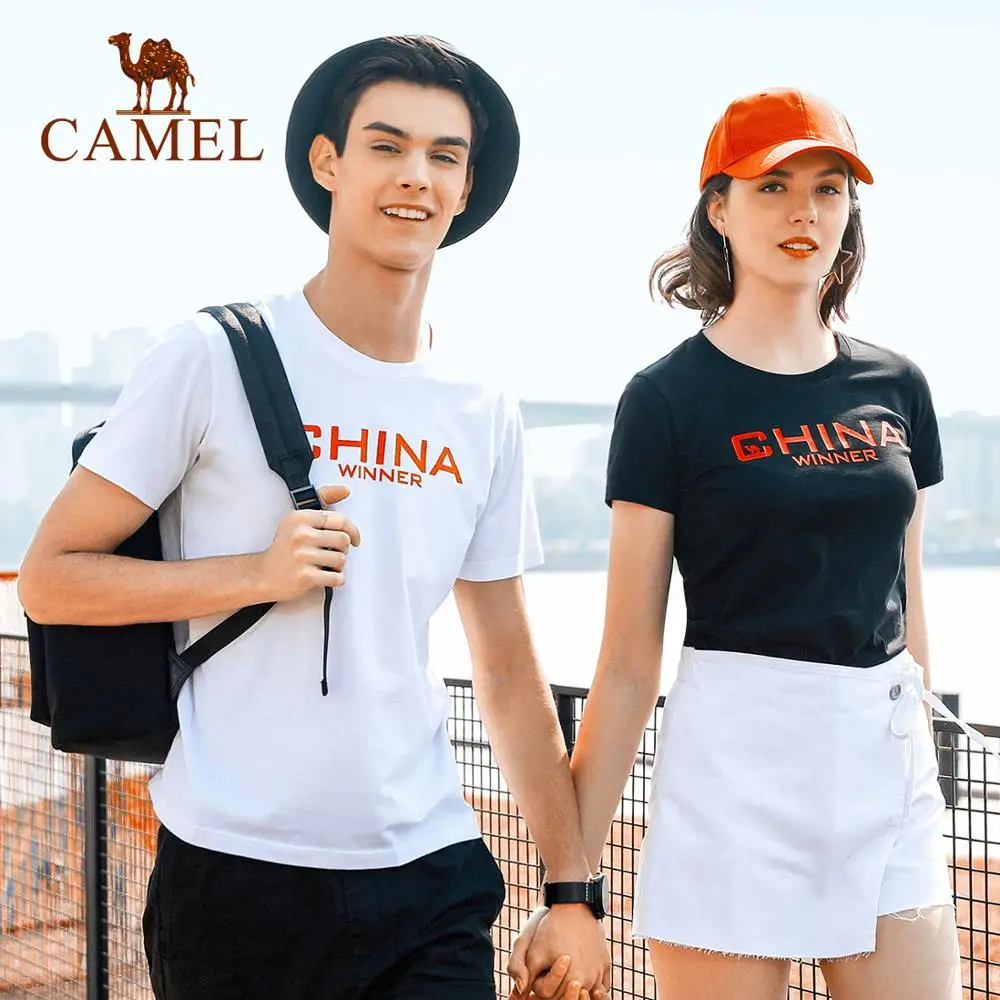 

CAMEL Men Women Outdoor T-shirt "China" Words Fashion Short-Sleeve Summer Soft Breathable Running Sports Shirt O-neck Tops