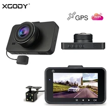 XGODY MS3 3 “Car DVR Dash Cam Costruito nel GPS WiFi 1080 p Dual Lens G-sensor Notte visione Videocamera vista posteriore Dashcam Video Recorder