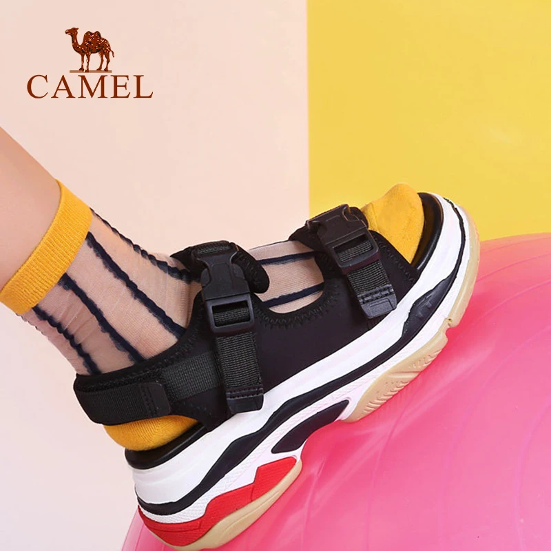 CAMEL/повседневные сандалии на высокой платформе с пряжкой дышащая обувь плоской