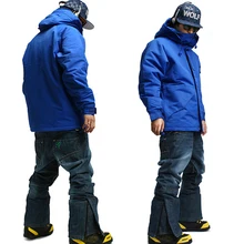 Премиум выпуск "Southplay" Зимний сезон 10000 мм водонепроницаемый лыжный сноуборд согревающий(Синяя Куртка+ синие джинсовые штаны) комплекты