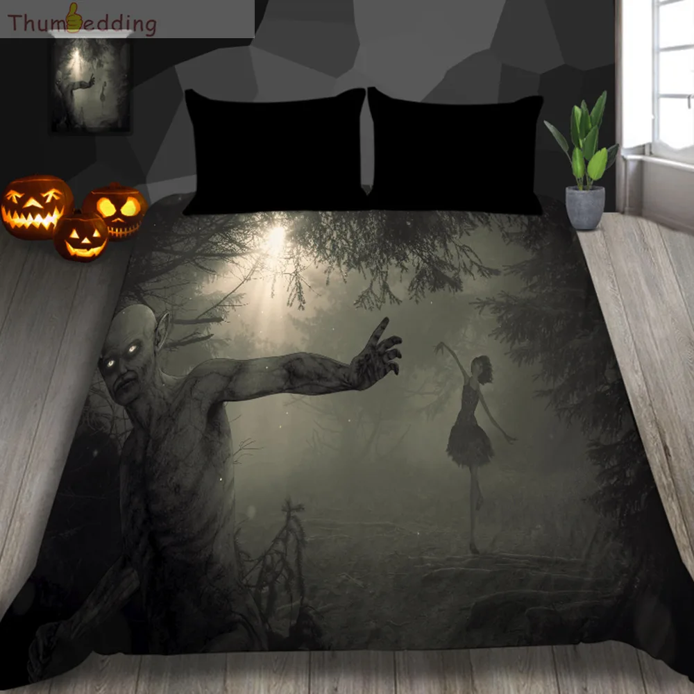 

Thumbedding Dancing in Scary Night Bedding Set 3D Halloween Duvet Cover Twin Full Queen King Western Decoration Bed Set 3pcs