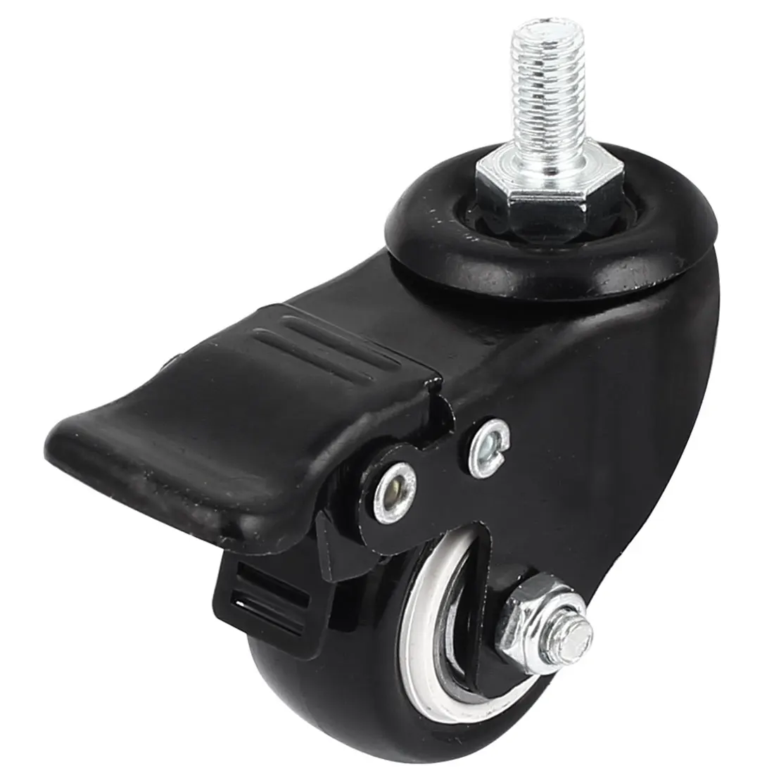 

UXCELL Bakery Trolley 8Mm Thread Stem 1.5" Rotary Swivel Brake Wheel Caster 4 Pcs