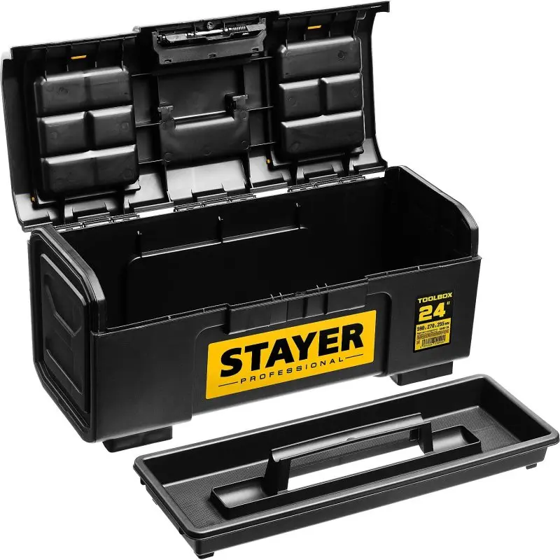 Ящик для инструмента STAYER TOOLBOX-24 (Размеры 590x270x255мм, съемная полка, встроенный органайзер)