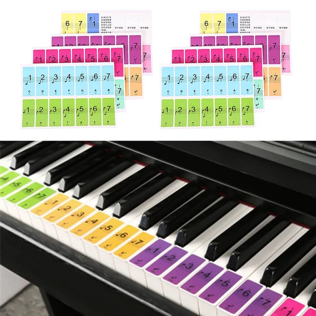 Autocollant de piano coloré 51/61/88 prédire, étiquette de musique, pour  clavier électronique 88 touches - AliExpress