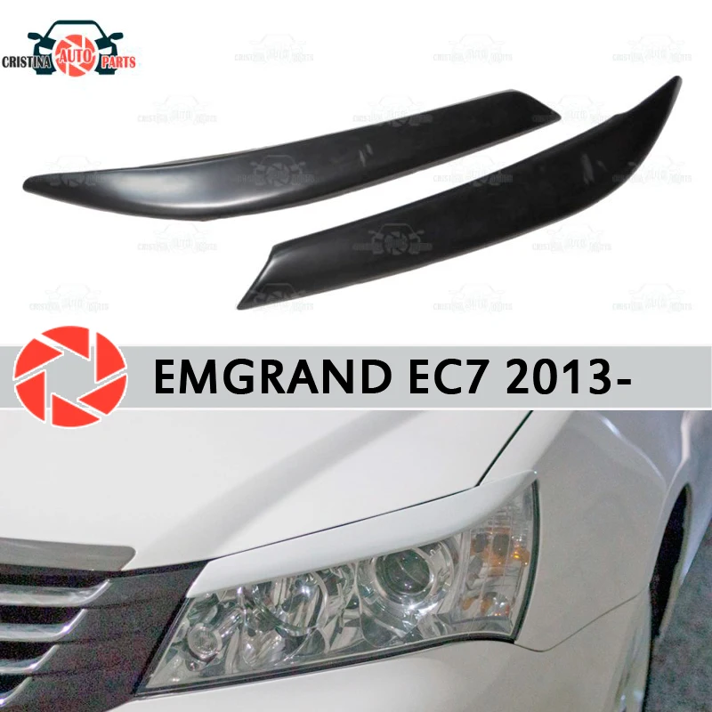 Eyebrows for Geely Emgrand EC7 2013- headlights cilia eyelash plastic ABS moldings decoration trim covers car styling | Автомобили и