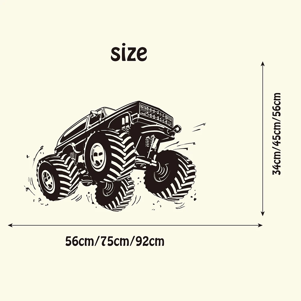 Большая машина монстр грузовик Настенная Наклейка для мальчика комната Спальня Мультфильм внедорожник замок Мустанг Форд Наклейка на стену диван Винил Декор
