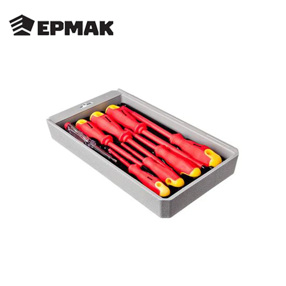 Набор отверток ЕРМАК 8 шт диэлектрические (PH2*150 SL6*150 PH1*100 SL5*125 PH0*75 SL4*100 SL3*75