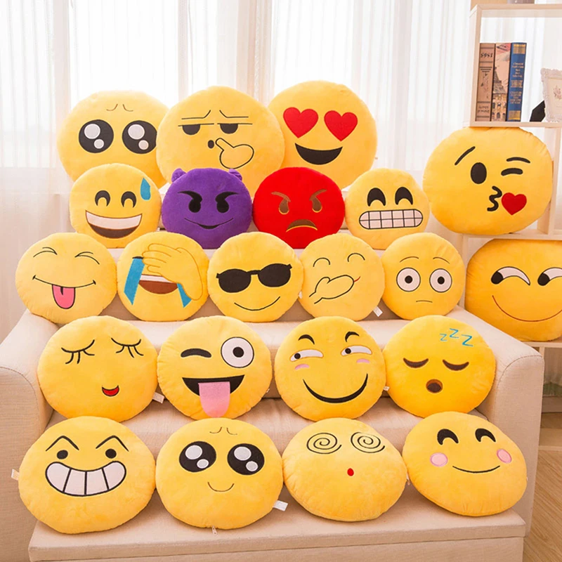 

mylb 1Pc 30 CM Emoji Pillows Soft Plush Emoticon Round Cushion Home Decor Cute Cartoon Toy Decorative Throw Pillow