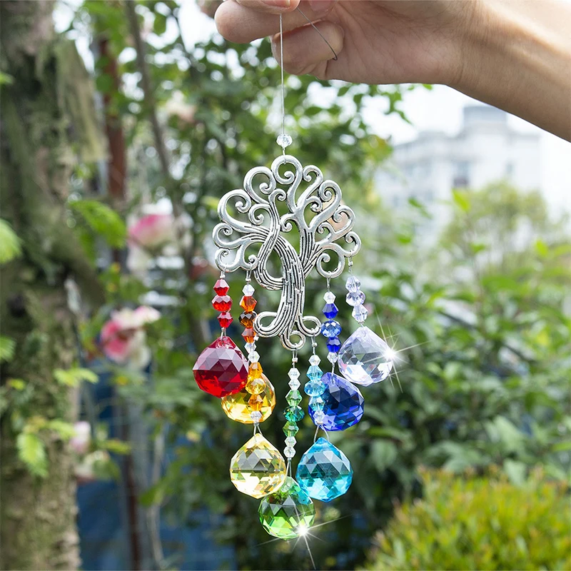 H& D Rainbow Makers Suncatchers Хрустальная фантазия Солнцезащитная каска для оконный орнамент чакра подвеска Рождественское украшение, дерево жизни