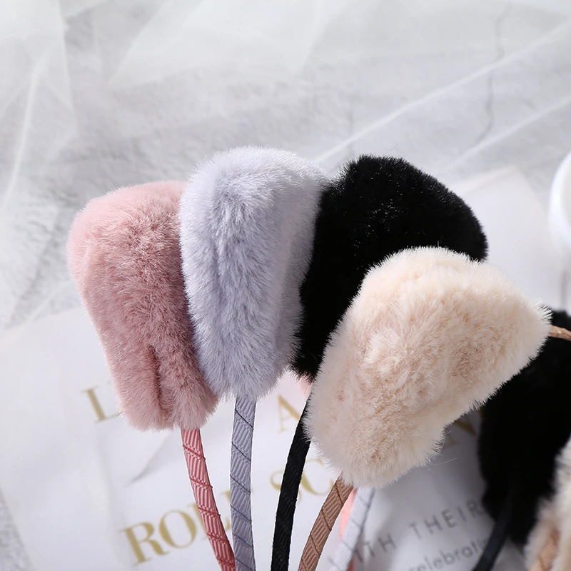 Пушистые Серые Черные кошачьи уши детские головные уборы Мультяшные аксессуары для волос для женщин и детей
