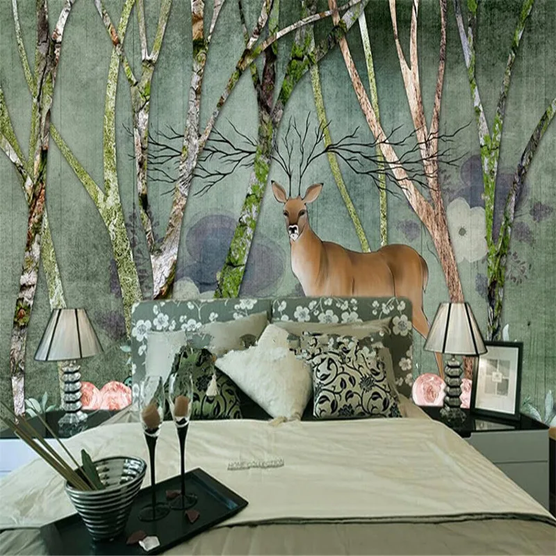 

Custom European Forest Elk American Retro Style Wall Factory Wholesale Wallpaper Mural Custom Photo Wall and All HD Pictures